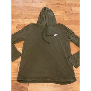 Nike Men's faded olive green athletic Pullover cotton Hoodie Long Sleeve Large